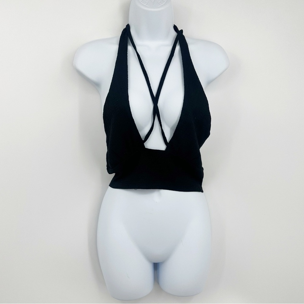 Urban Outfitters Black Halter Crop Top Size Medium
